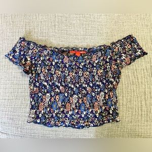 CHELSEA & VIOLET Floral Smocked Off The Shoulder Crop Top - Size Medium